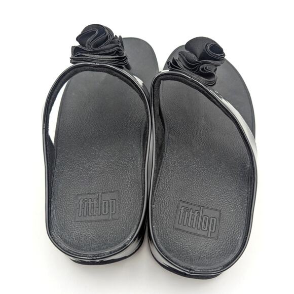 FitFlop Florrie Toe-Thong Wedge Sandal Women's Slip-On Black Size US7 EU38 - Picture 5 of 11